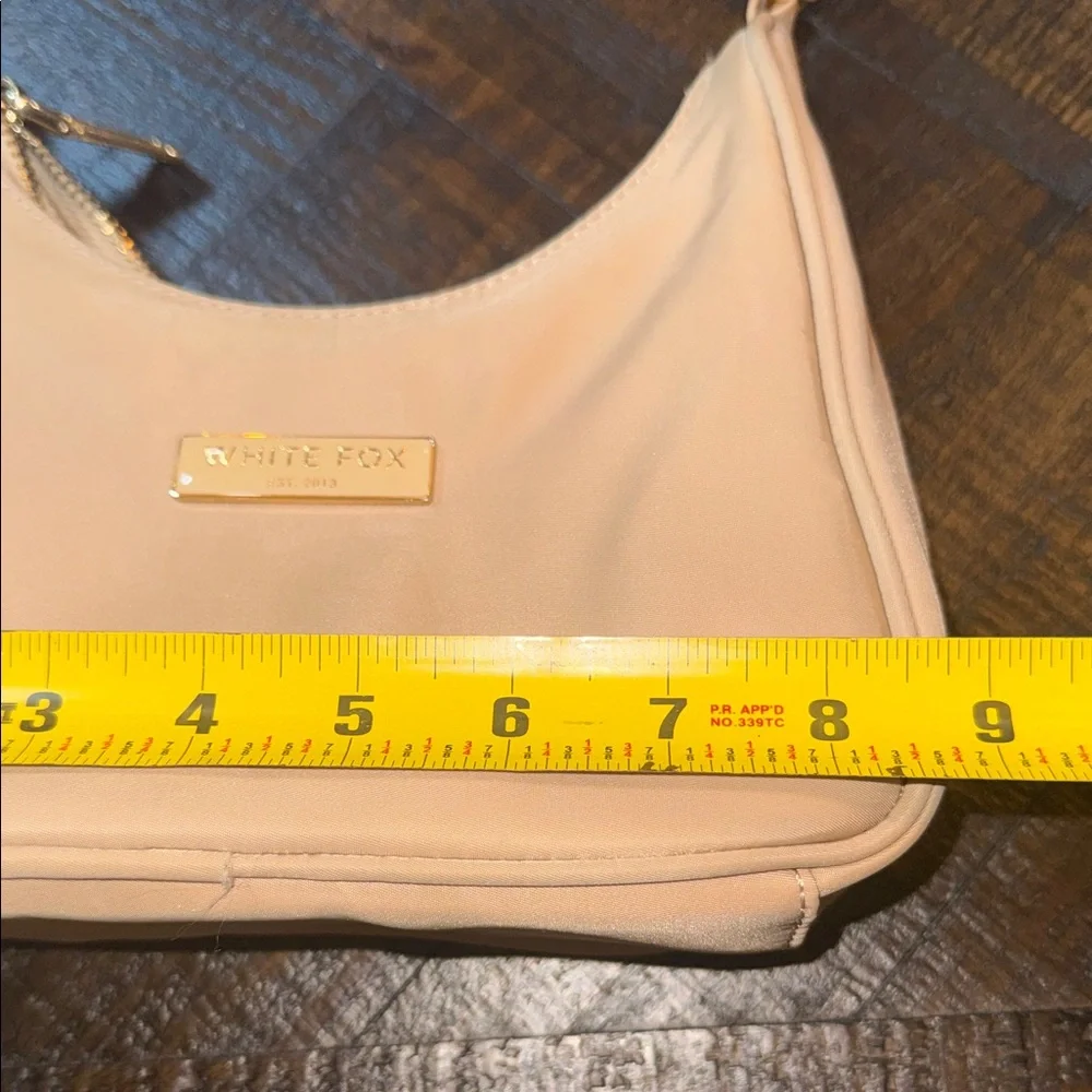 White Fox Beige Shoulder Bag Gold‎ Hardware Mini Baguette Purse